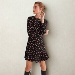 NWT Boden Black Floral Long Sleeve Dress
